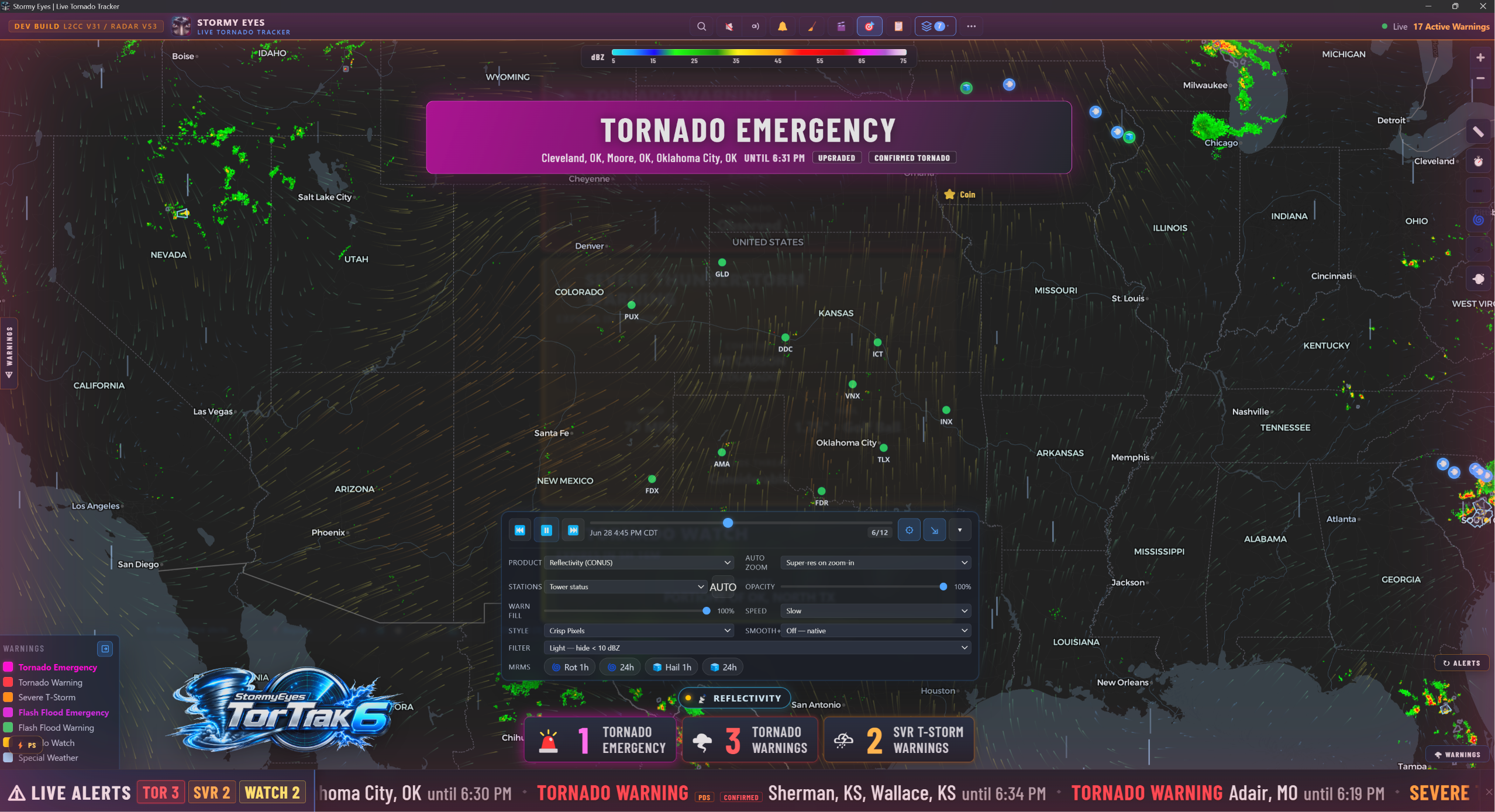 TorTrak — Live NEXRAD radar interface